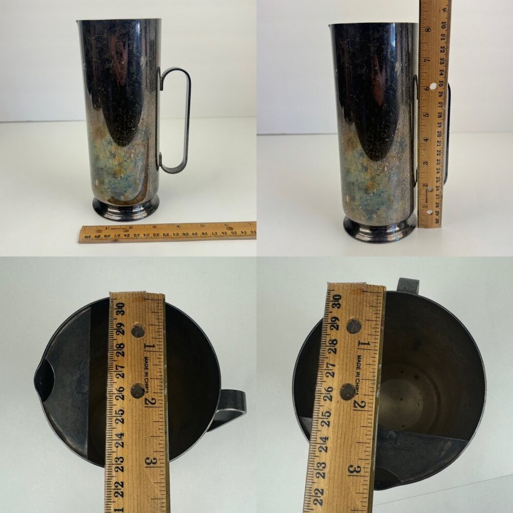 Vtg Oneida Silversmiths USA 8.25 inch Tall Thin‎ Water Pitcher Silver Plated - Picture 3 of 10